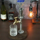 Dispensador de Whisky Rústico em Aço Inox com Torneira de Latão