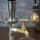 Dispensador de Whisky Rústico em Aço Inox com Torneira de Latão